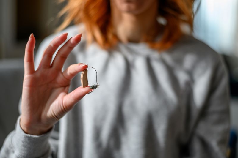 A woman's hand holding a locket pendant.