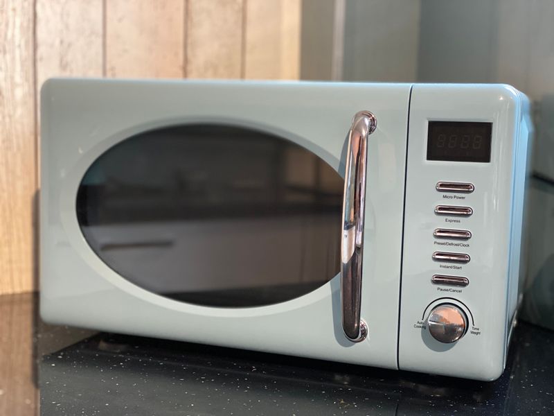 A microwave oven.