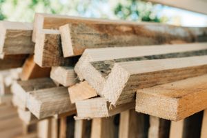 A stack of hardwood lumber.