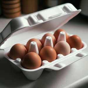 An image displaying eggs, medication, and kitchen utensils.